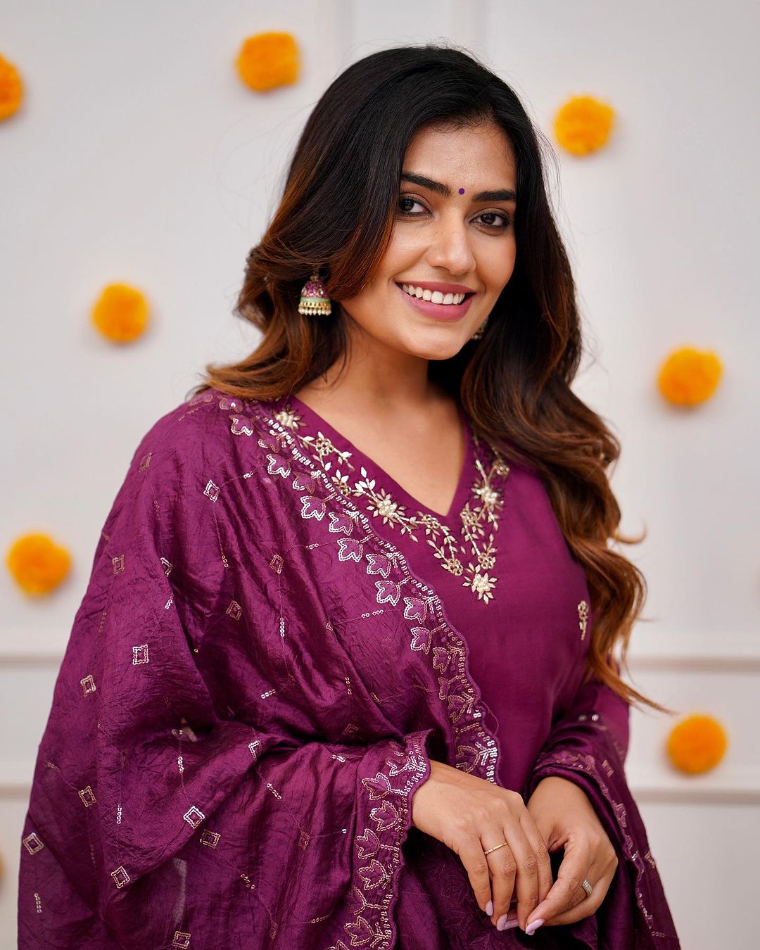 Step into elegance with this stunning deep blue,Yellow and Purpal kurti set, featuring intricate embroidery and a beautifully detailed dupatta