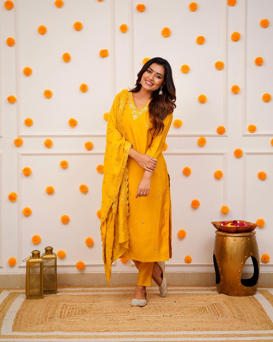 Step into elegance with this stunning deep blue,Yellow and Purpal kurti set, featuring intricate embroidery and a beautifully detailed dupatta