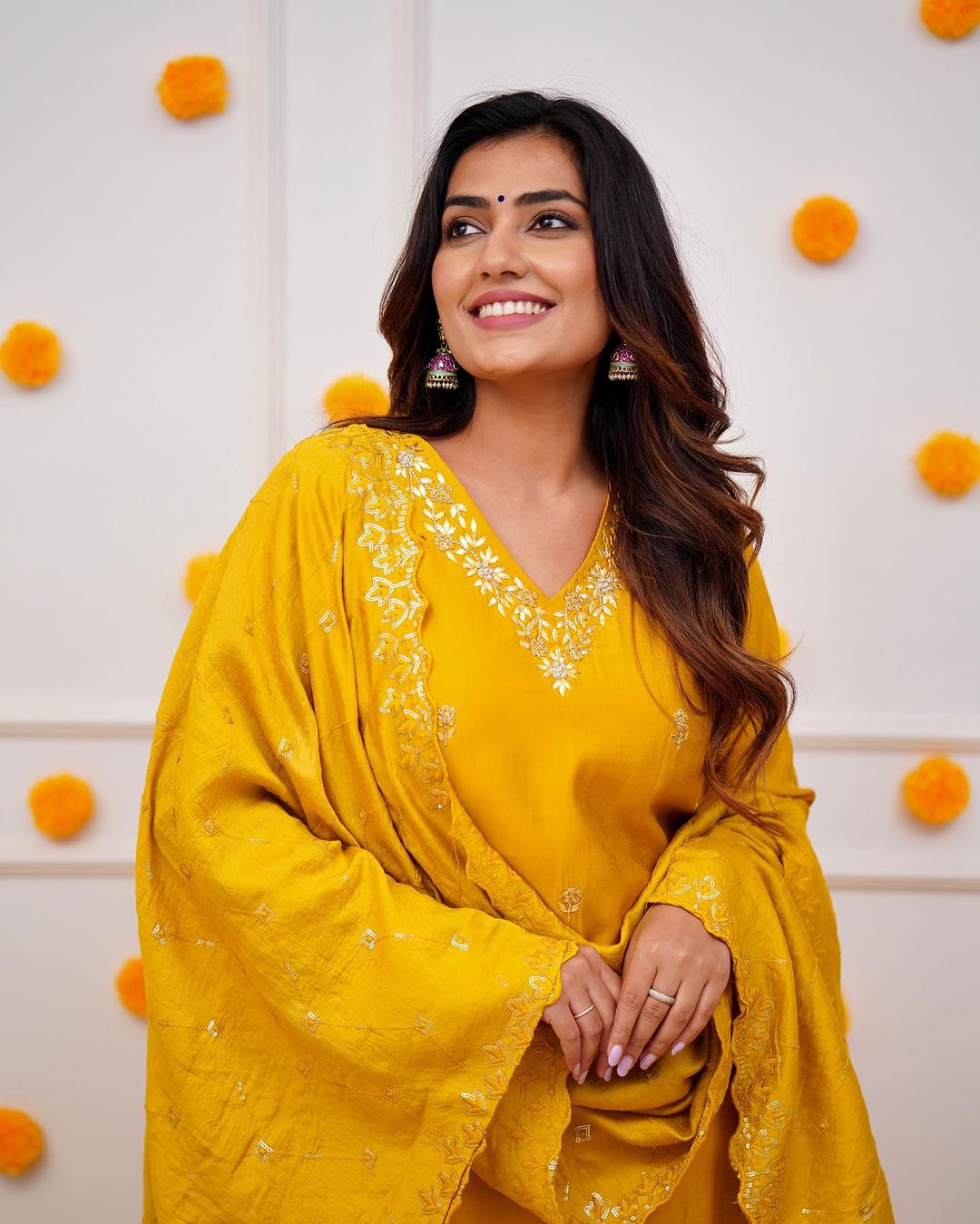 Step into elegance with this stunning deep blue,Yellow and Purpal kurti set, featuring intricate embroidery and a beautifully detailed dupatta