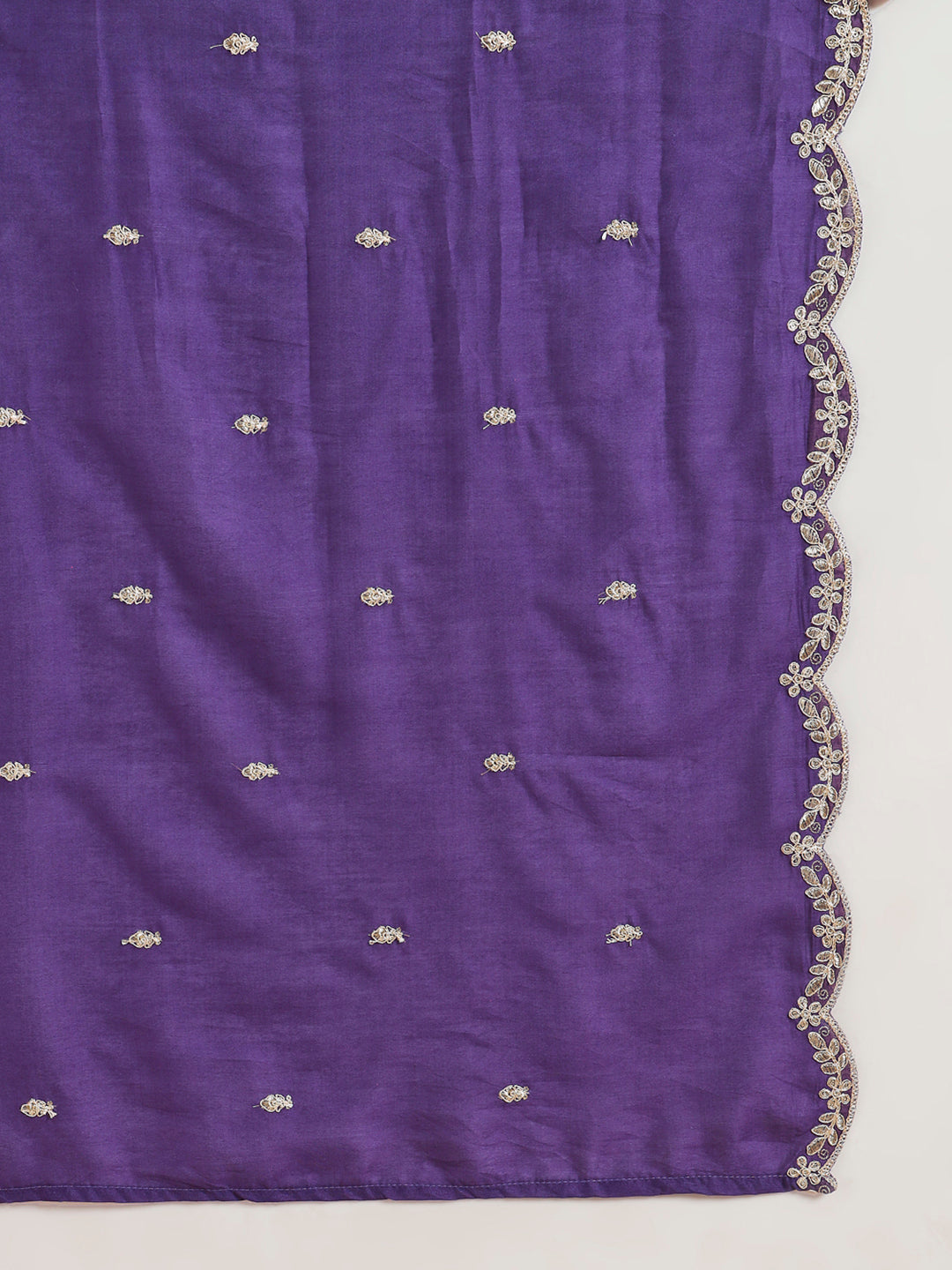 Elevate your style with this stunning purple kurta set, featuring intricate, white embroidery along the neckline and a matching dupatta