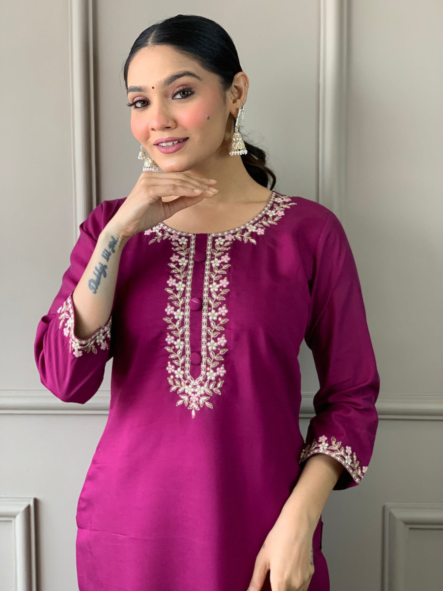 Elevate your style with this elegant blue kurti set, featuring intricate embroidery and a graceful dupatta. Perfect for festive occasions or casual elegance,