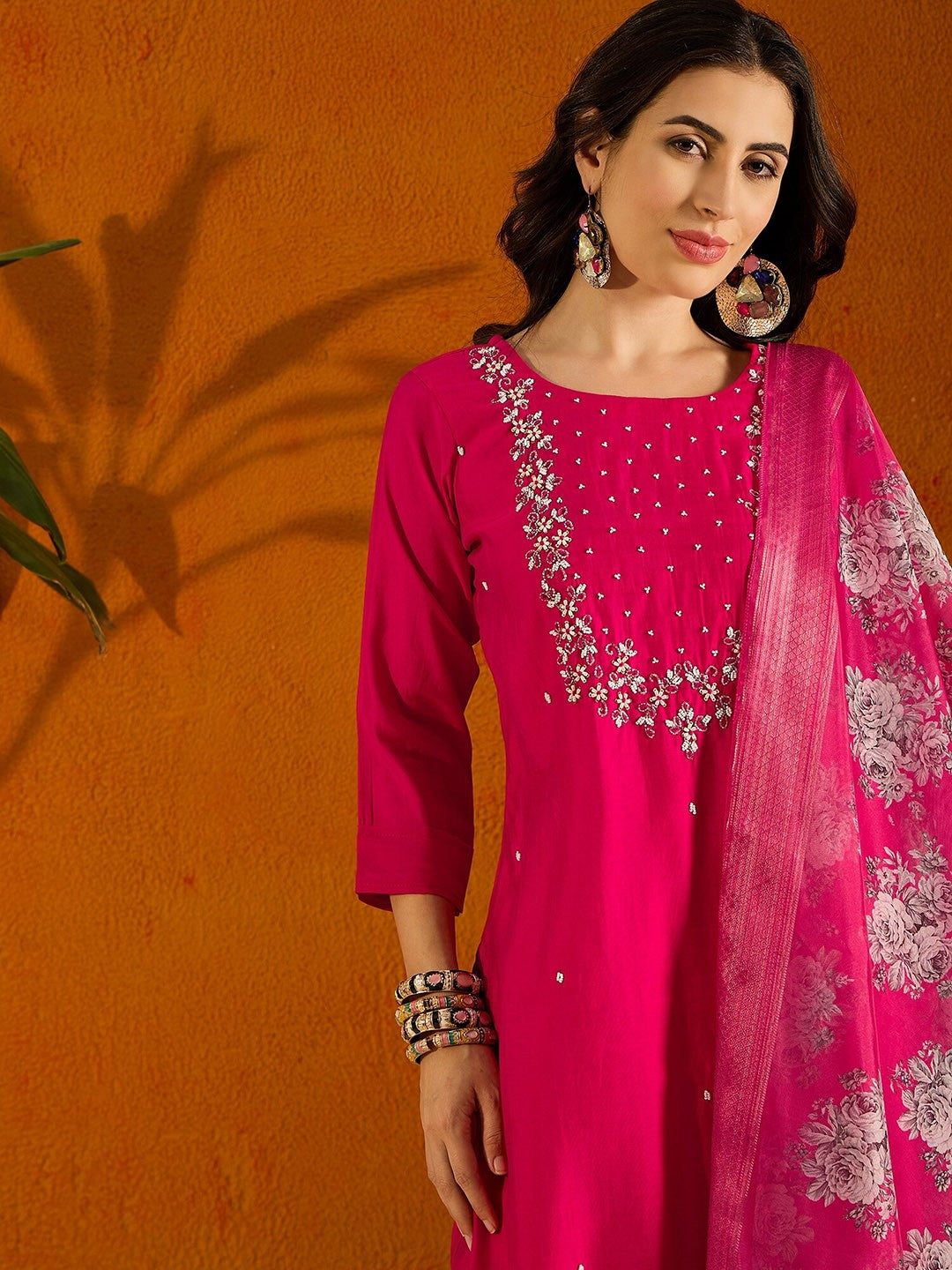 Step into elegance with this teal blue kurti set, adorned with intricate embroidery and a beautifully printed dupatta. The rich color and delicate detailing make it a perfect choice for festive occasions and gatherings.