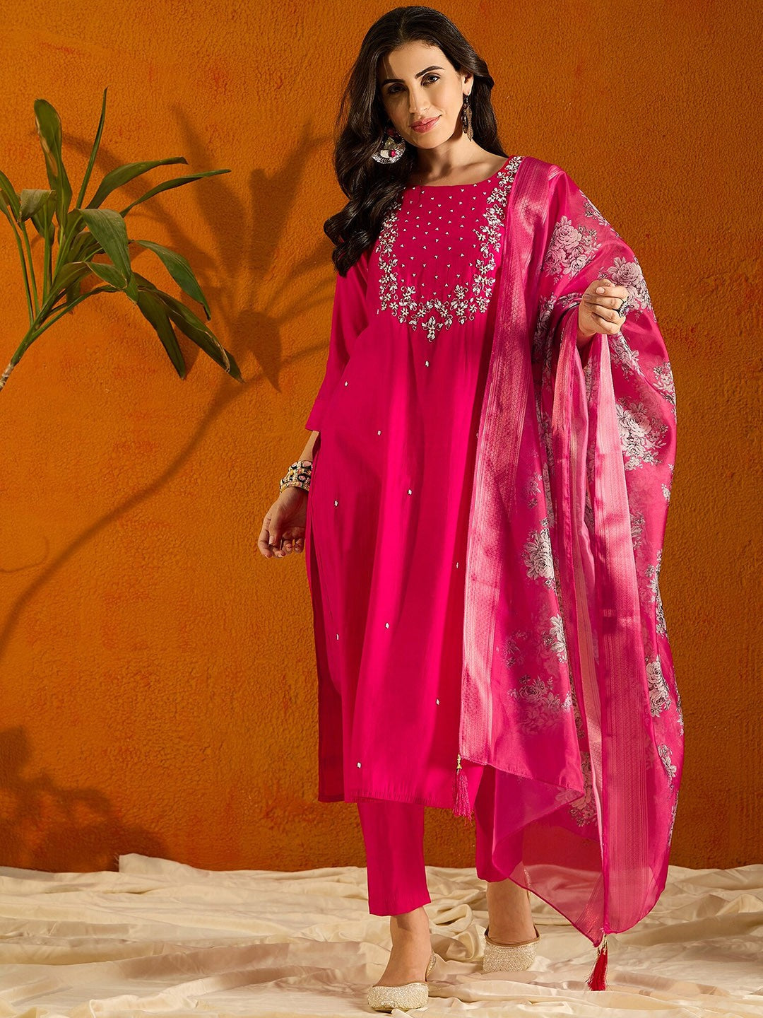 Step into elegance with this teal blue kurti set, adorned with intricate embroidery and a beautifully printed dupatta. The rich color and delicate detailing make it a perfect choice for festive occasions and gatherings.
