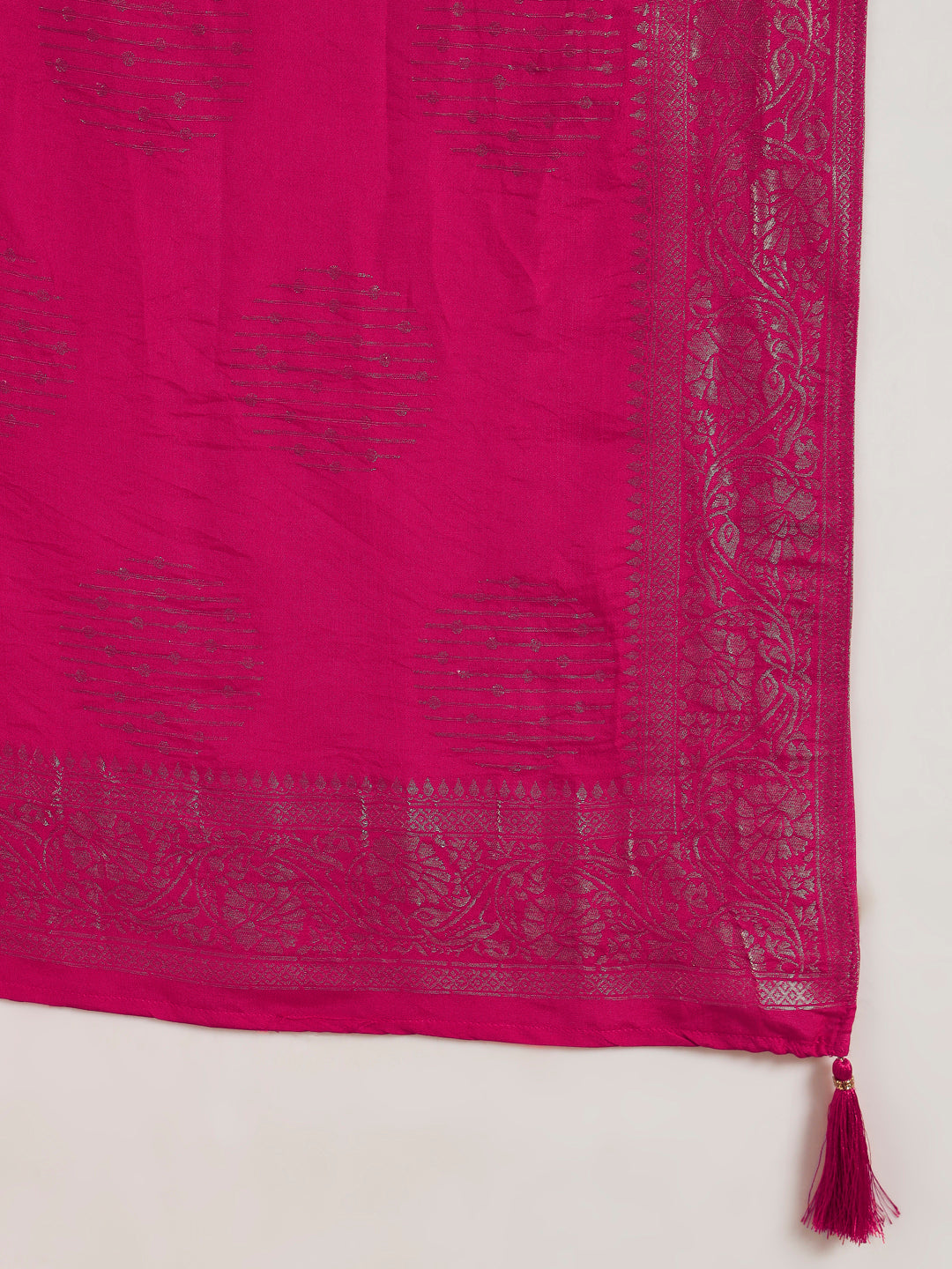 Radiate grace in this stunning magenta kurti set, adorned with intricate embroidery and delicate golden accents