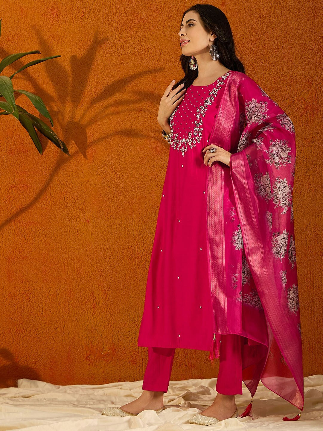 Step into elegance with this teal blue kurti set, adorned with intricate embroidery and a beautifully printed dupatta. The rich color and delicate detailing make it a perfect choice for festive occasions and gatherings.